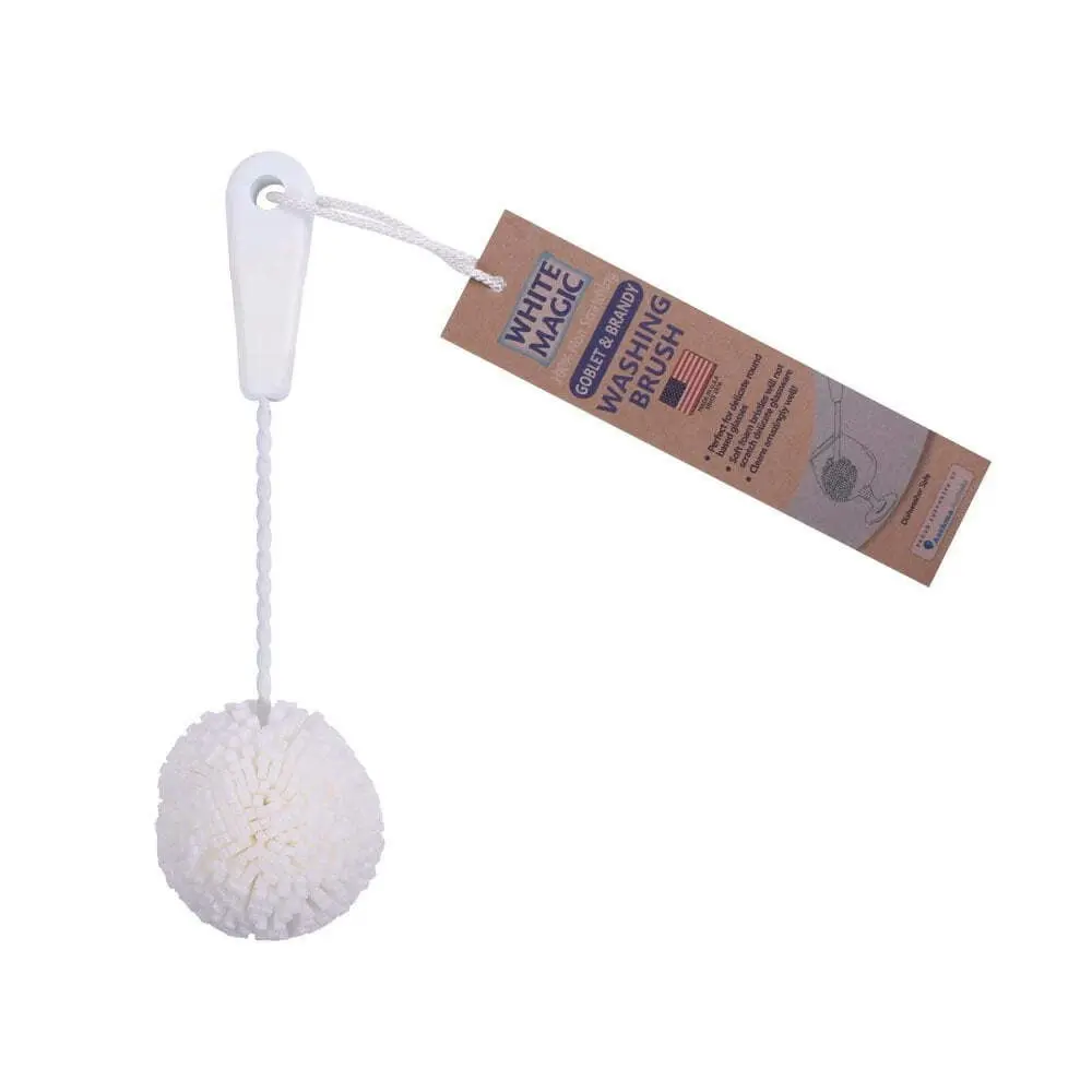 White Magic 23cm Washing Foam Brush Cleaner For Goblet & Brandy Glasses White - Home & Garden