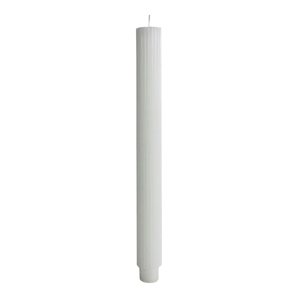 Ribbed Elegant 27cm Unscented Wax Taper Stick Candle Display Home Decor White - Home & Garden