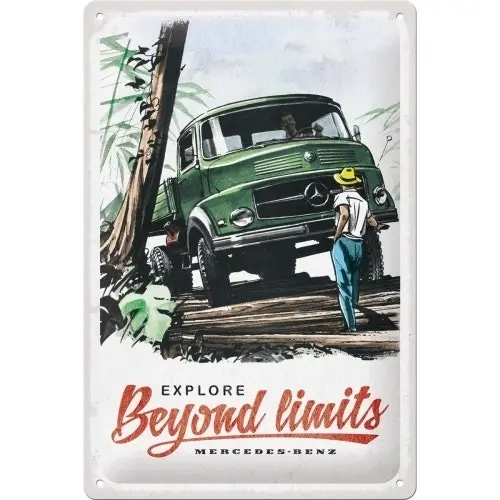 Nostalgic Art Medium Sign 20x30cm Metal Mercedes Daimler Truck Beyond Limits - Home & Garden