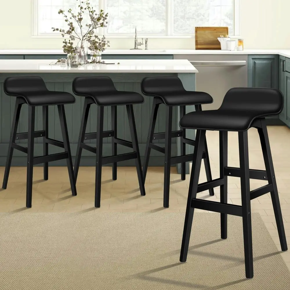 Alfordson Bar Stools Wooden All Black X4 - Furniture