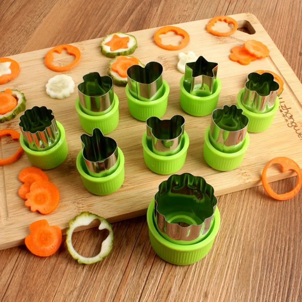 12Pcs Stainless Steel Cookie & Vegetable & Fruit Cutters Sets Kitchen Gadgets - Home & Garden