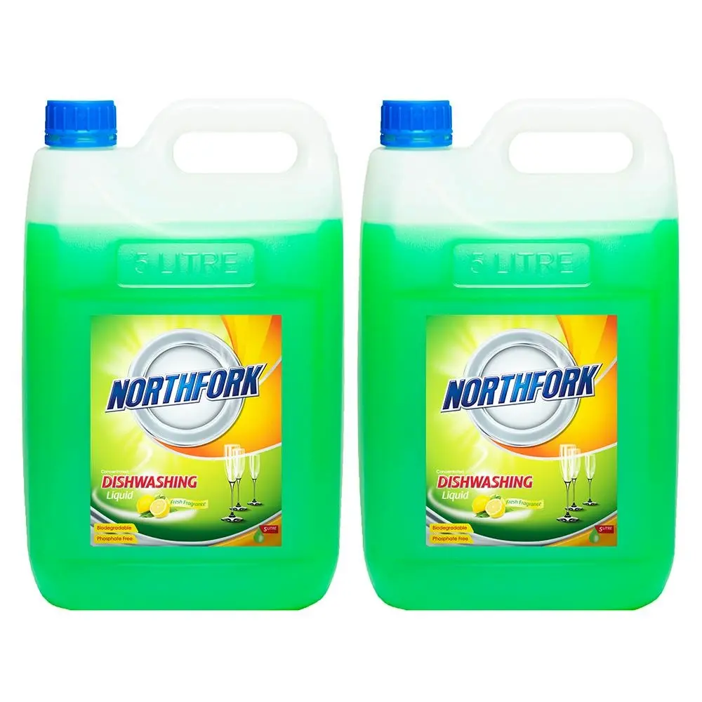 2x Northfork 5L Biodegradeable Dishwashing Dishes Concentrated Liquid/Soap Lemon - Home & Garden