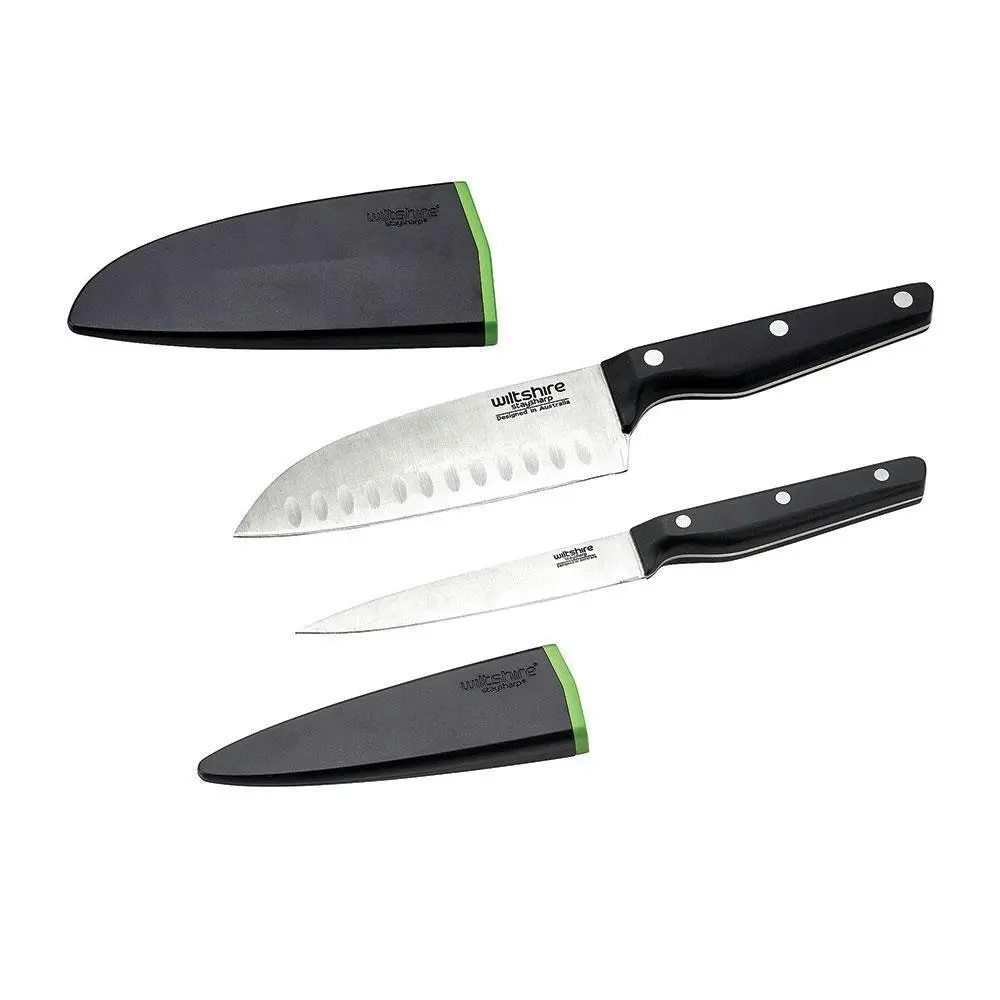 Wiltshire Staysharp Duo Triple Rivet 2pc Utility Santoku Knife Set 41607 - Home & Garden
