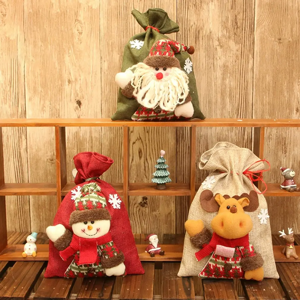 3 Pack Christmas Decor Three dimensional Candy Bag Christmas Holiday Gift Bag - Home & Garden