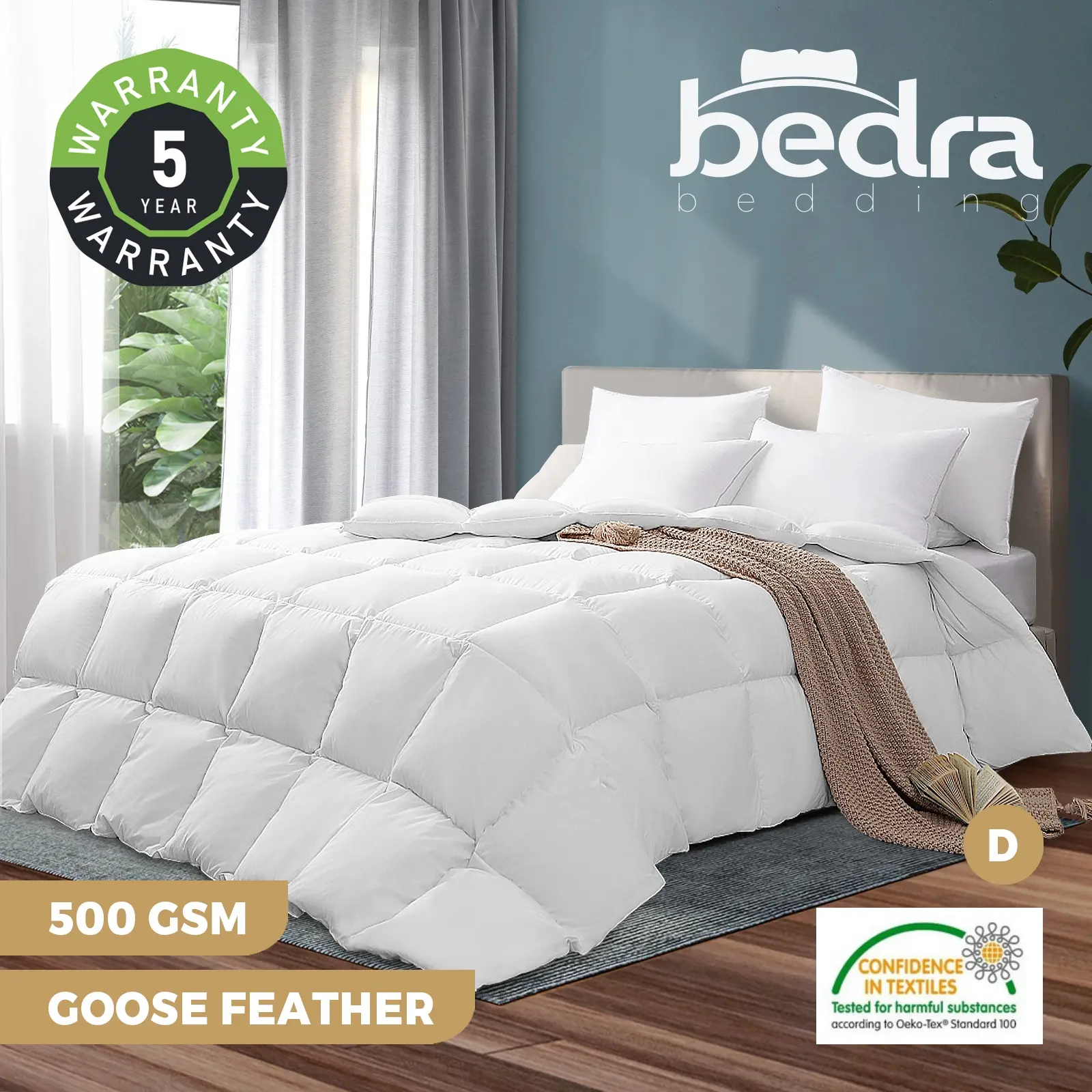 Bedra Goose Down Feather Quilt 500GSM Winter Summer Duvet Doona Double - Home & Garden