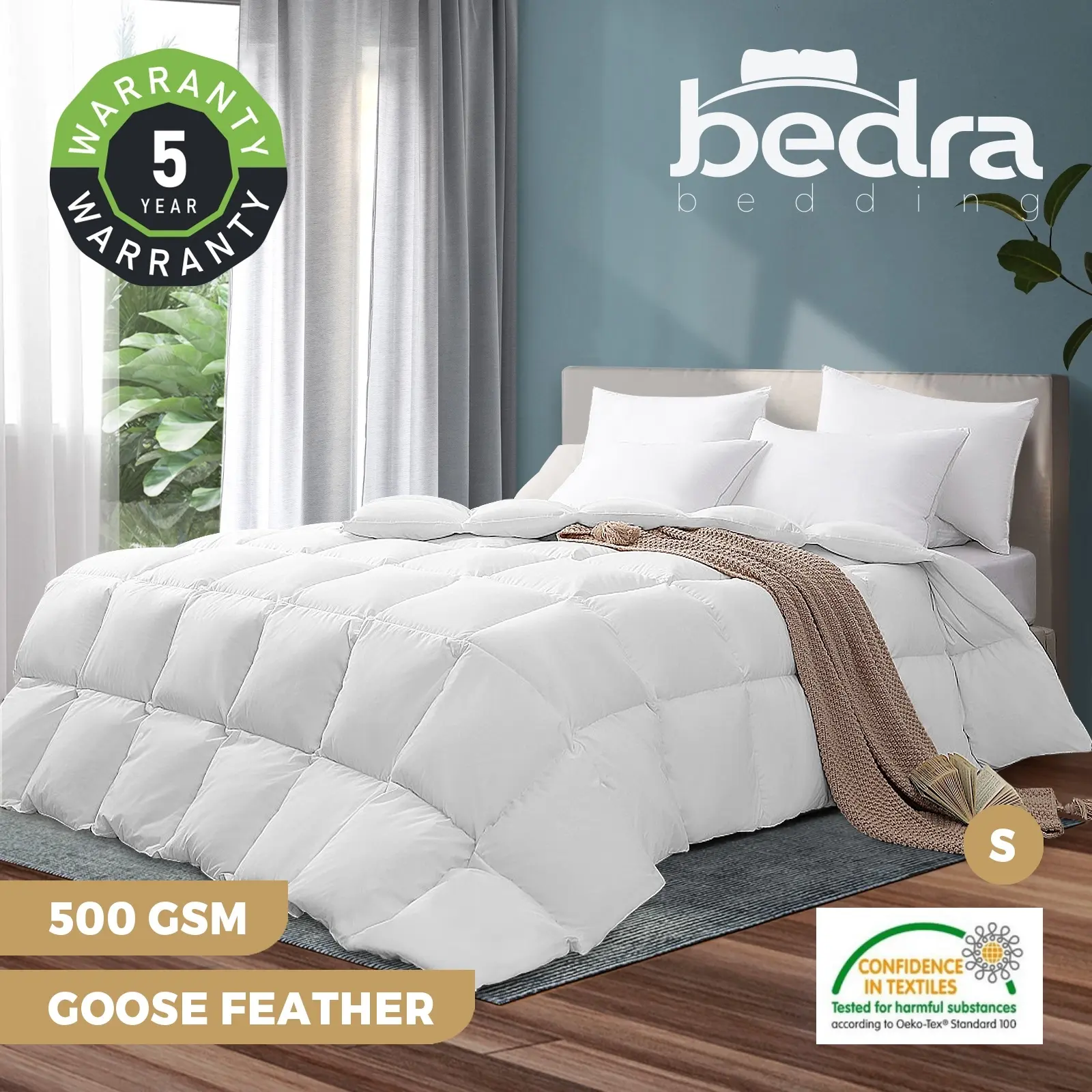 Bedra Goose Down Quilt 500GSM All Season Duvet Doona Blanket Single - Home & Garden