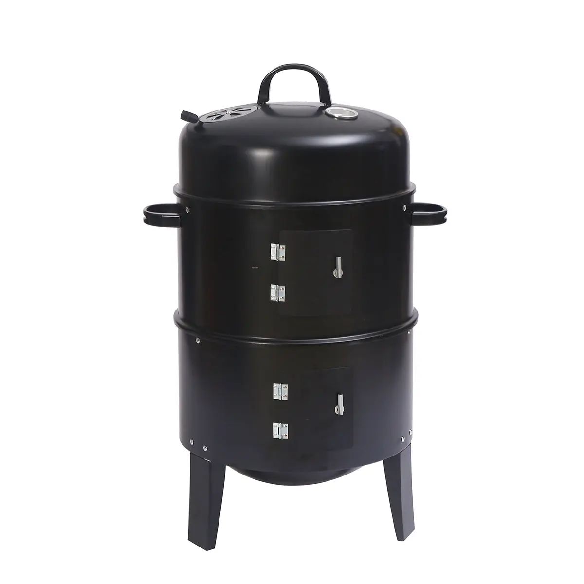 Elora 3in1 Portable Charcoal Bbq Vertical Smoker Roaster Grill Steel Water Steamer - Home & Garden