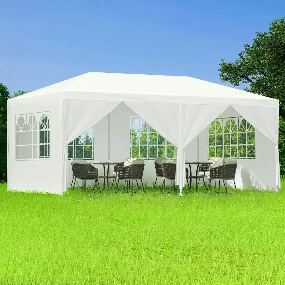 Alfordson Gazebo Marquee 3x6 Outdoor Party Tent Camping Portable Side Wall White - Home & Garden