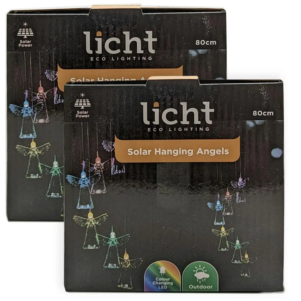 2PK Licht Eco Lighting Solar Powered Hanging Angels Outdoor Garden Lights 80cm - Home & Garden