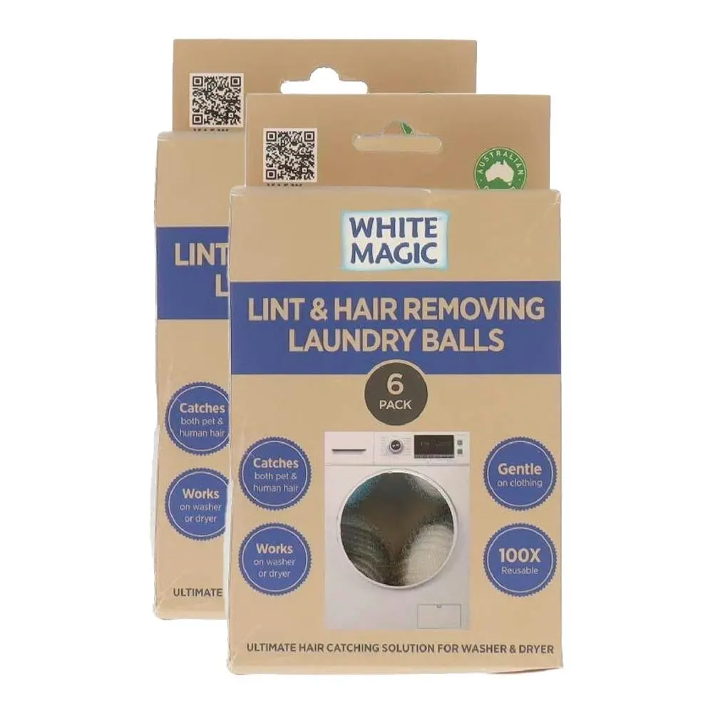 2x White Magic Lint & Hair Removing Laundry Balls Clothes Washing Reusable - Home & Garden