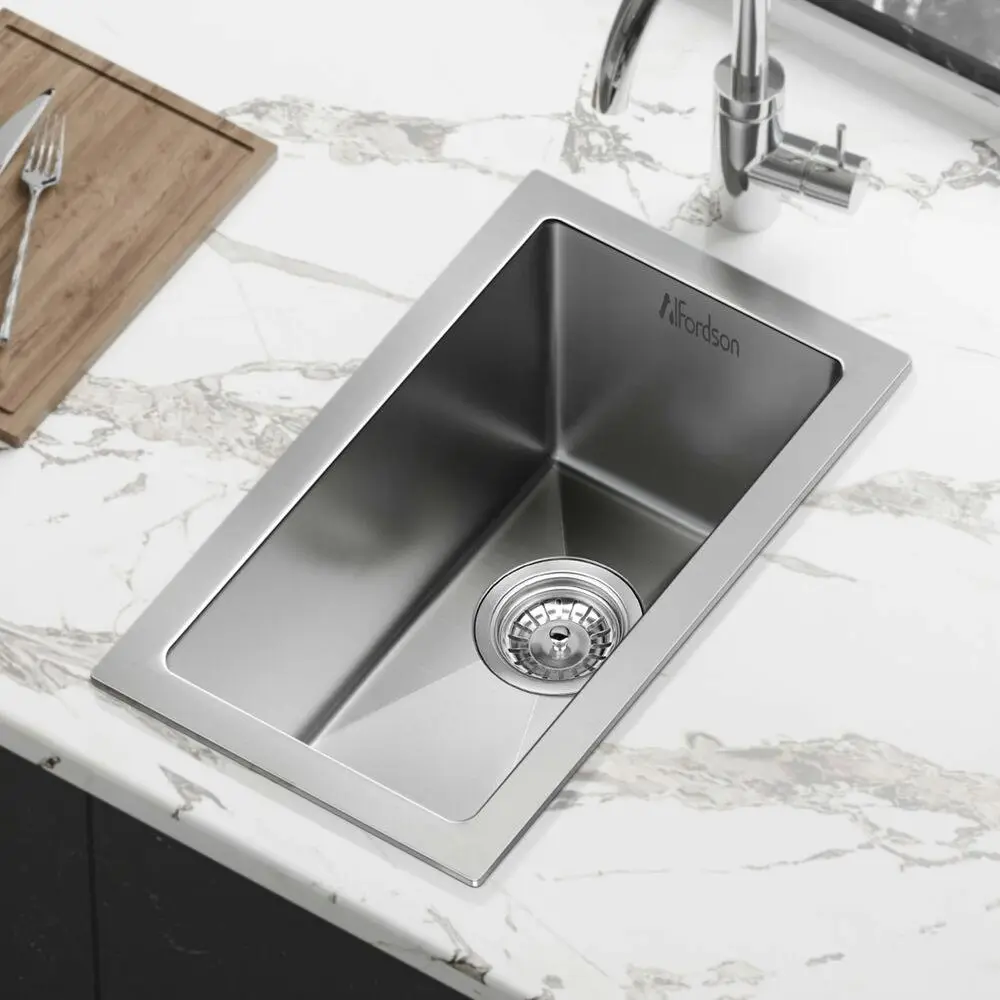 Alfordson Kitchen Sink Stainless Steel Drop in Flush Under Mount Basin 250X450MM - Hardware
