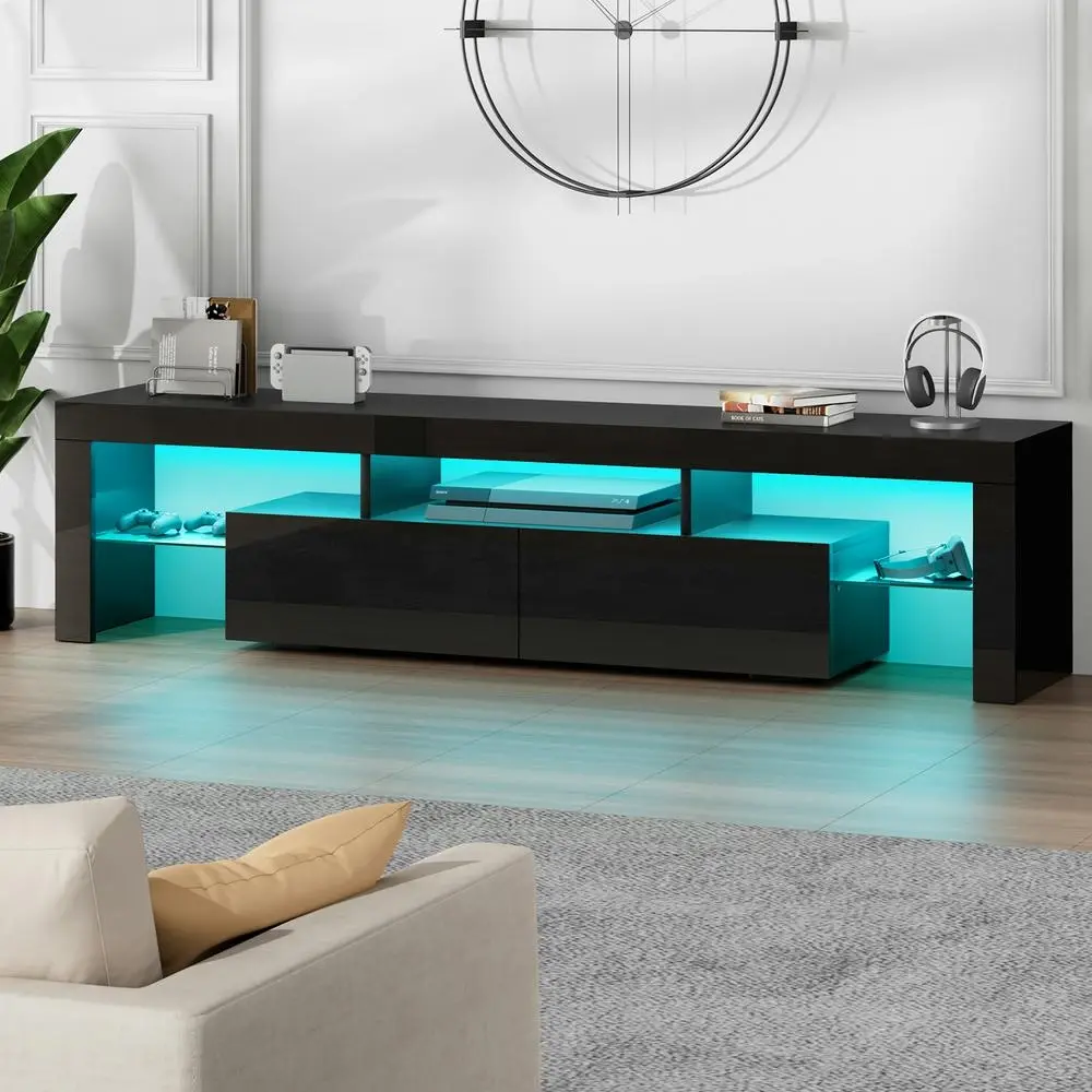 Alfordson Entertainment Unit 160cm LED Black - Furniture