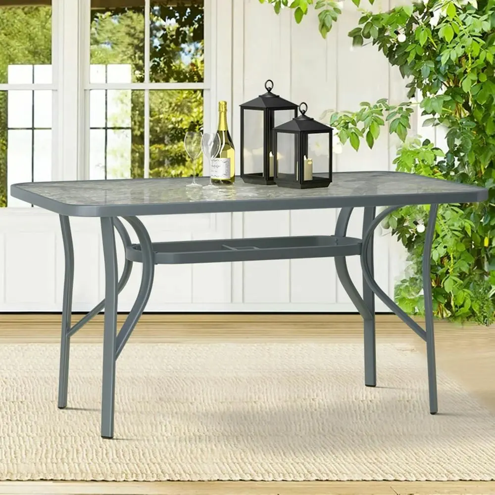 Alfordson Patio Dining Table Garden 140CM X 80CM Grey - Furniture
