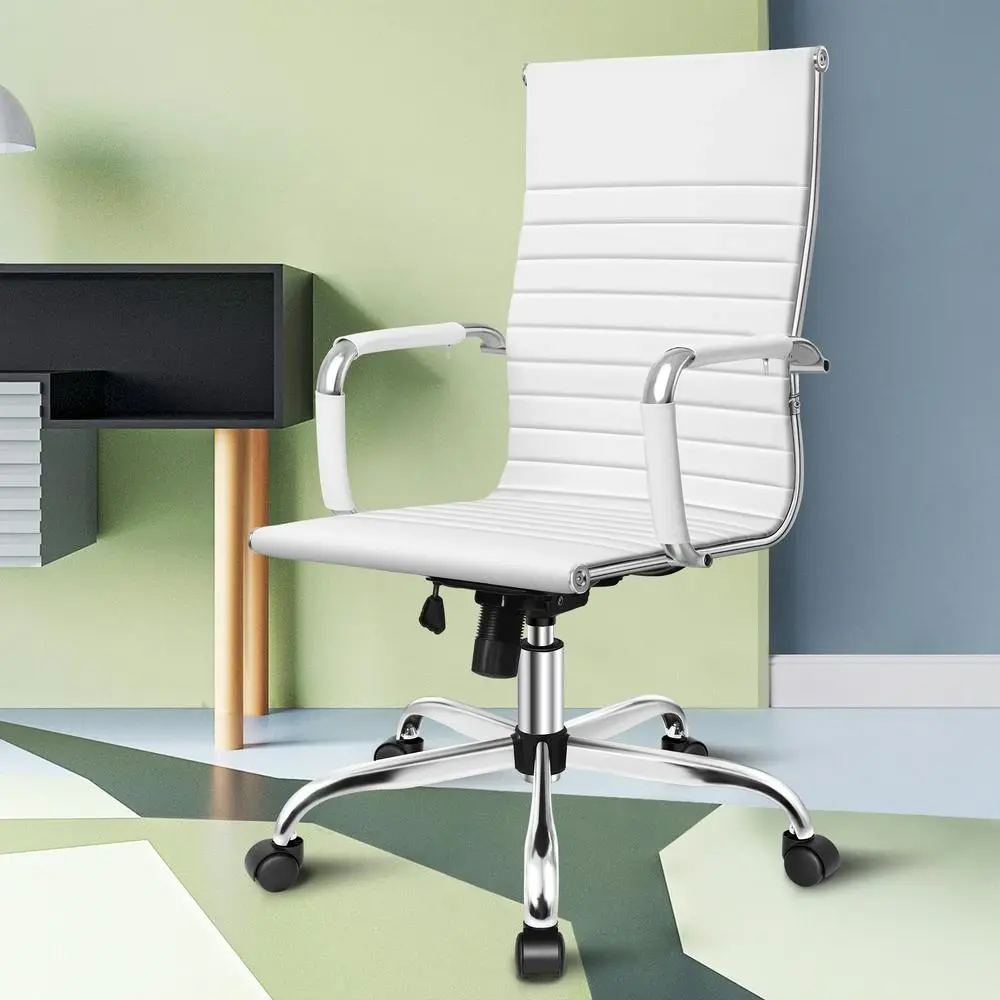 Alfordson Ergonomic High Back PU Leather Office Chair White - Save up to 70% Off Office Furniture Specials