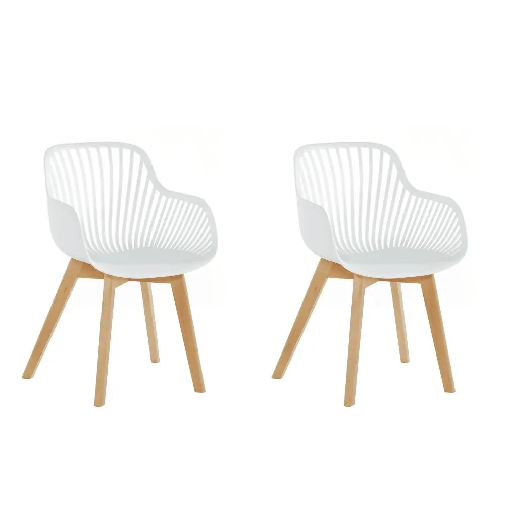 Design Square Set Of 2 Amira Kitchen Dining Chairs W/ Arms - White/Oak