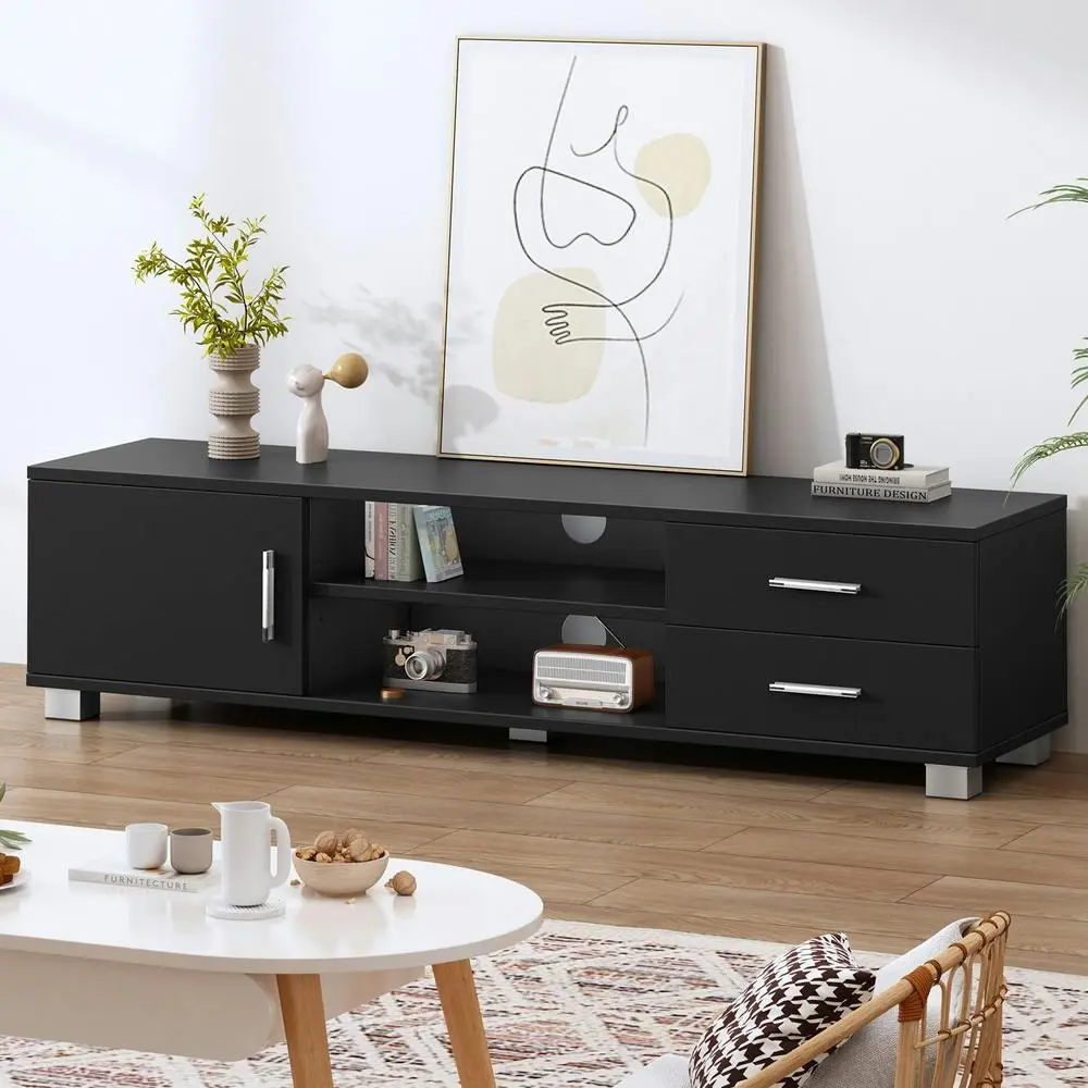 Alfordson Entertainment Unit Cabinet 120cm Black - Furniture