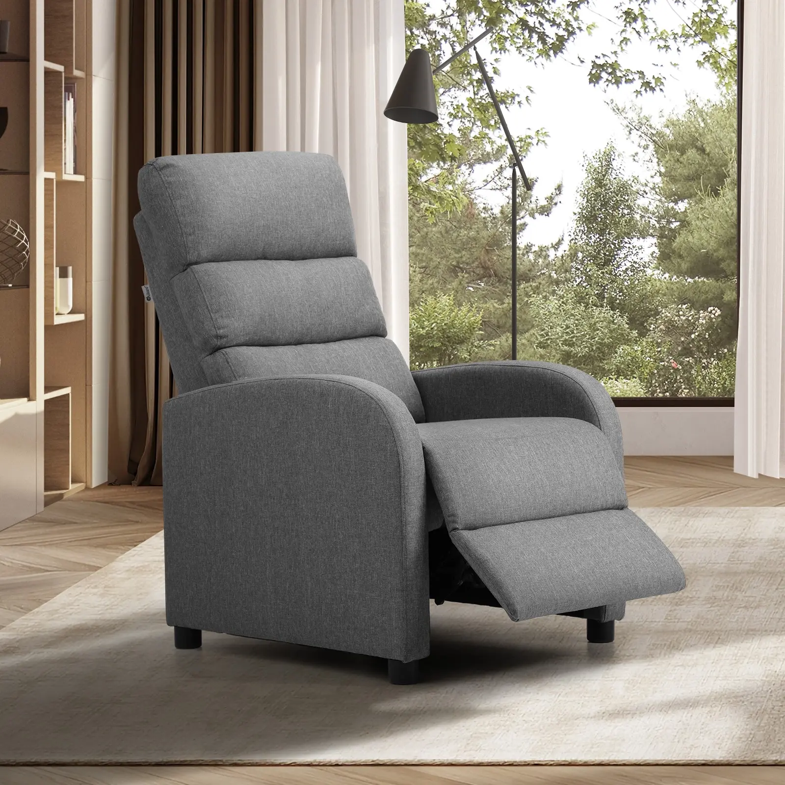 Oikiture Recliner Chair ArmChair Padded Sofa Lounge Adjustable Polyester Grey - Furniture