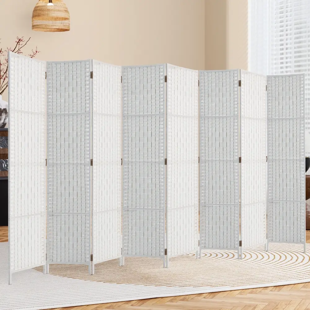 Artiss 8 Panel Room Divider Screen 326x170cm Woven White - Furniture