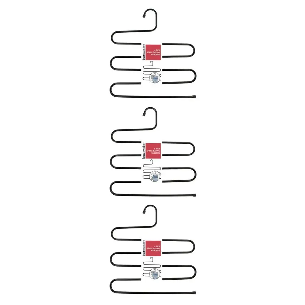 3PK Boxsweden 5 Tier Metal Space Saving Clothes Hanger Hook Trouser Skirt Asst - Home & Garden
