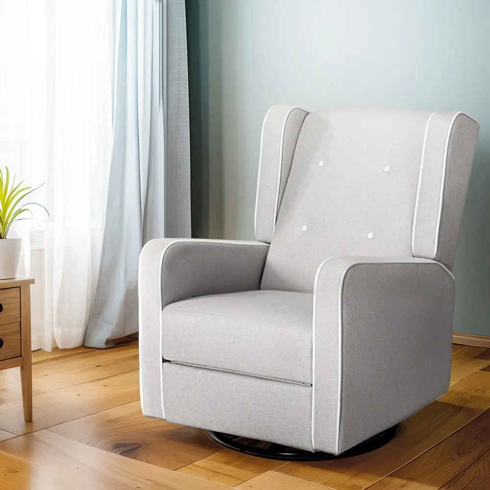 Artiss Recliner Armchair 360° Swivel Grey Fabric - Furniture