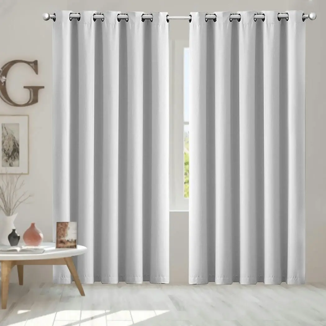 Traderight Group 2x Blockout Curtains Panels 3 Layers Eyelet Room Darkening 180x230cm Grey - Home & Garden