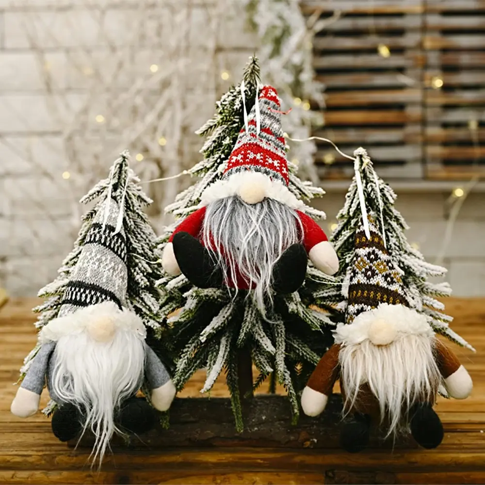 Set of 3 Christmas Gonks Tree Decoration Gift Gnome Christmas Decorations - Home & Garden