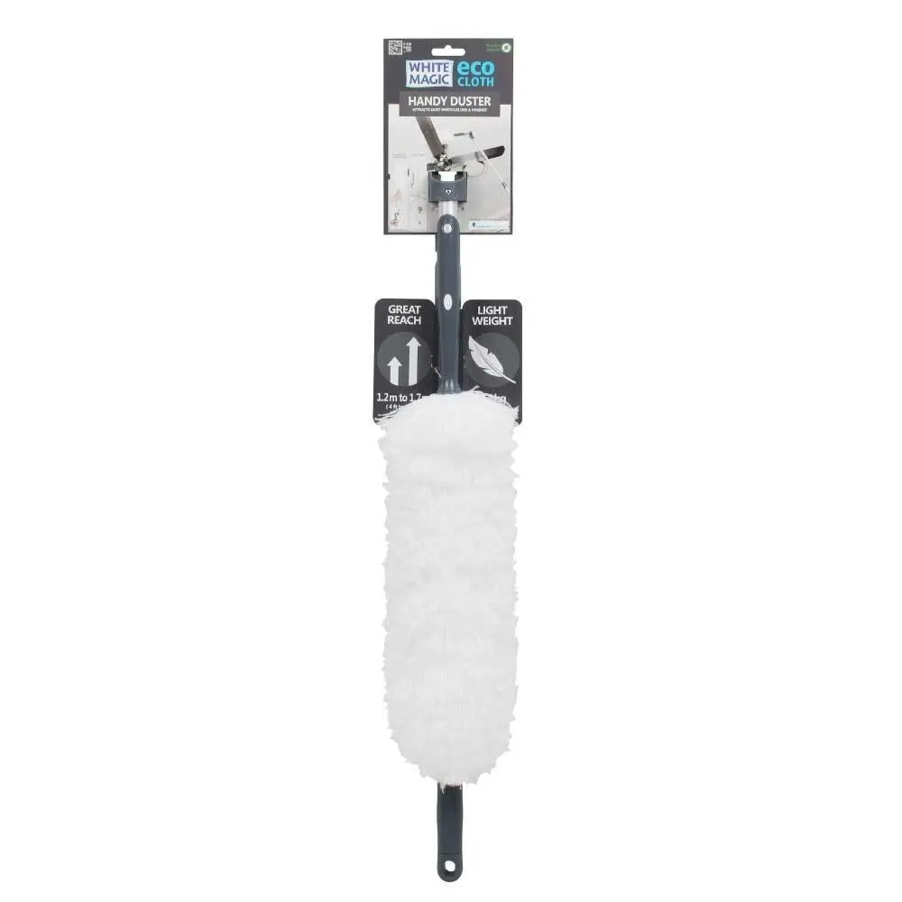 White Magic 170cm Adjustable Handy Duster Home Sweeping Cleaner White - Home & Garden