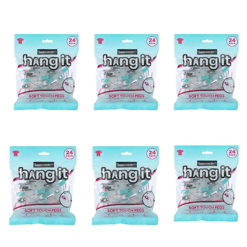 6x 24PK Boxsweden Hangit Soft Touch Clothes Pegs Rectangle Clip Undergarment Pin - Home & Garden