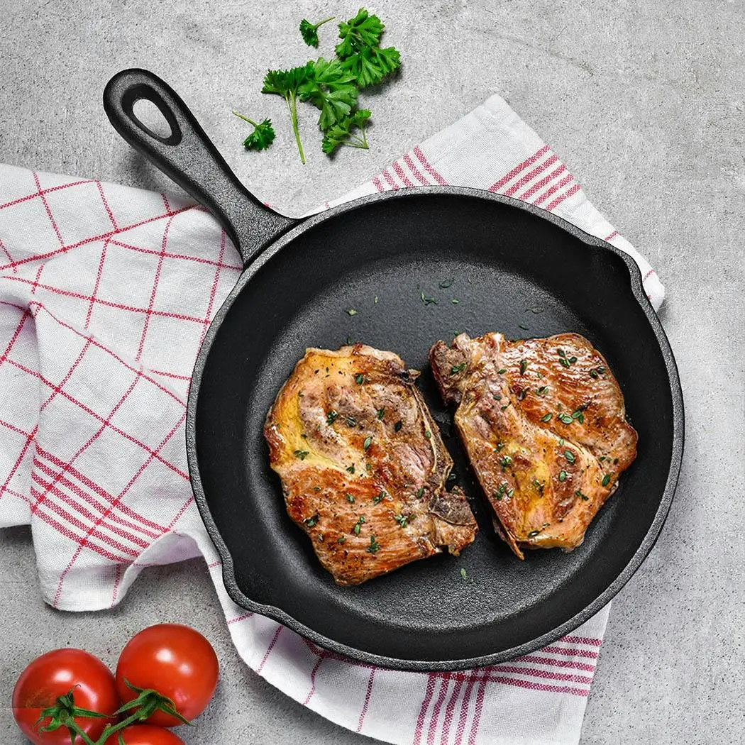 Toque Non Stick Frying Pan Set 3Pcs Cast Iron Steak Skillet BBQ Cookware Frypan - Home & Garden