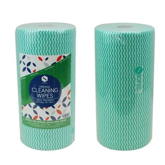 Sofeel Microfibre Cleaning Wipes Perforated Every 50cm Green 85 Sheet Roll x6 - Commercial