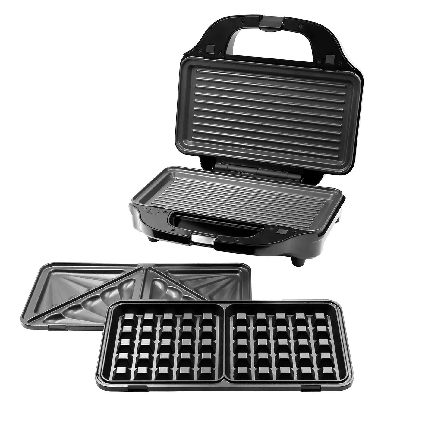 Sandwich Press w/ 3 Interchangeable Plates Incl Toasties & Waffles - Home & Garden