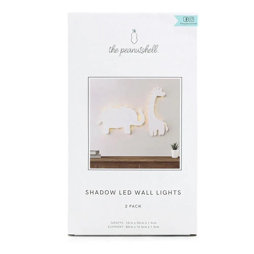 2pc The Peanutshell 30cm Shadow Wall Light Hanging Decor Safari Animals White - Home & Garden
