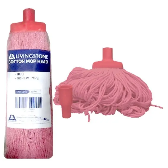 Livingstone Cotton Mop Head 450g, 22mm Screw Type Red - Commercial