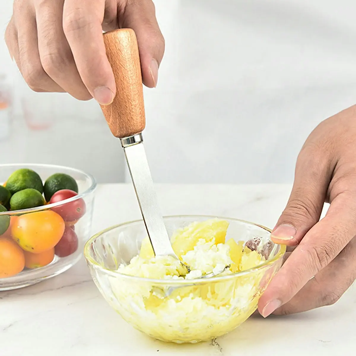 2Pcs Stainless Steel Potato Manual Masher Kitchen Tool Potato Smashing Tool - Home & Garden