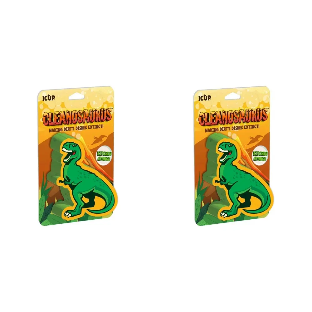 2PK iCUP Inc Cleanosaurus 11cm Kitchen Dishwashing Sponge/Foam Scrub Cleaner GRN - Home & Garden