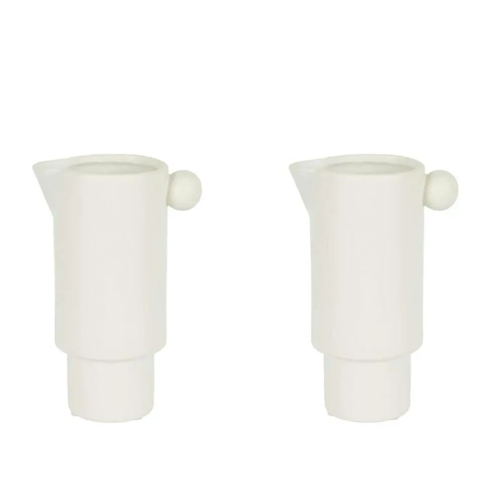 2x Belle Freyja Stoneware Jug Flower Vase Decor Small 21cm Tabletop Accent White - Home & Garden