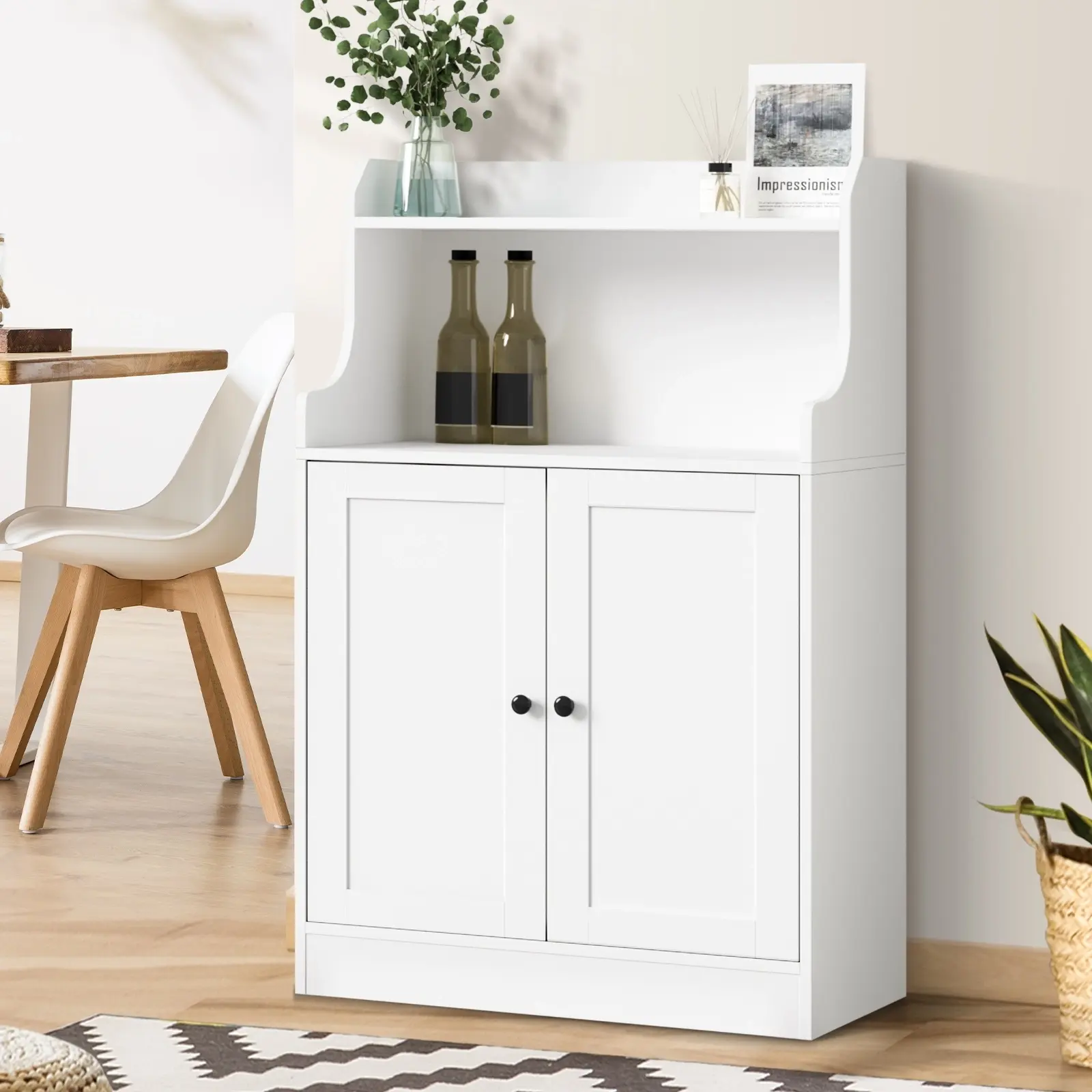 Oikiture Buffet Sideboard Cupboard Storage Cabinet 2 Doors Hallway Table White - Over 40% off Living Room Furniture