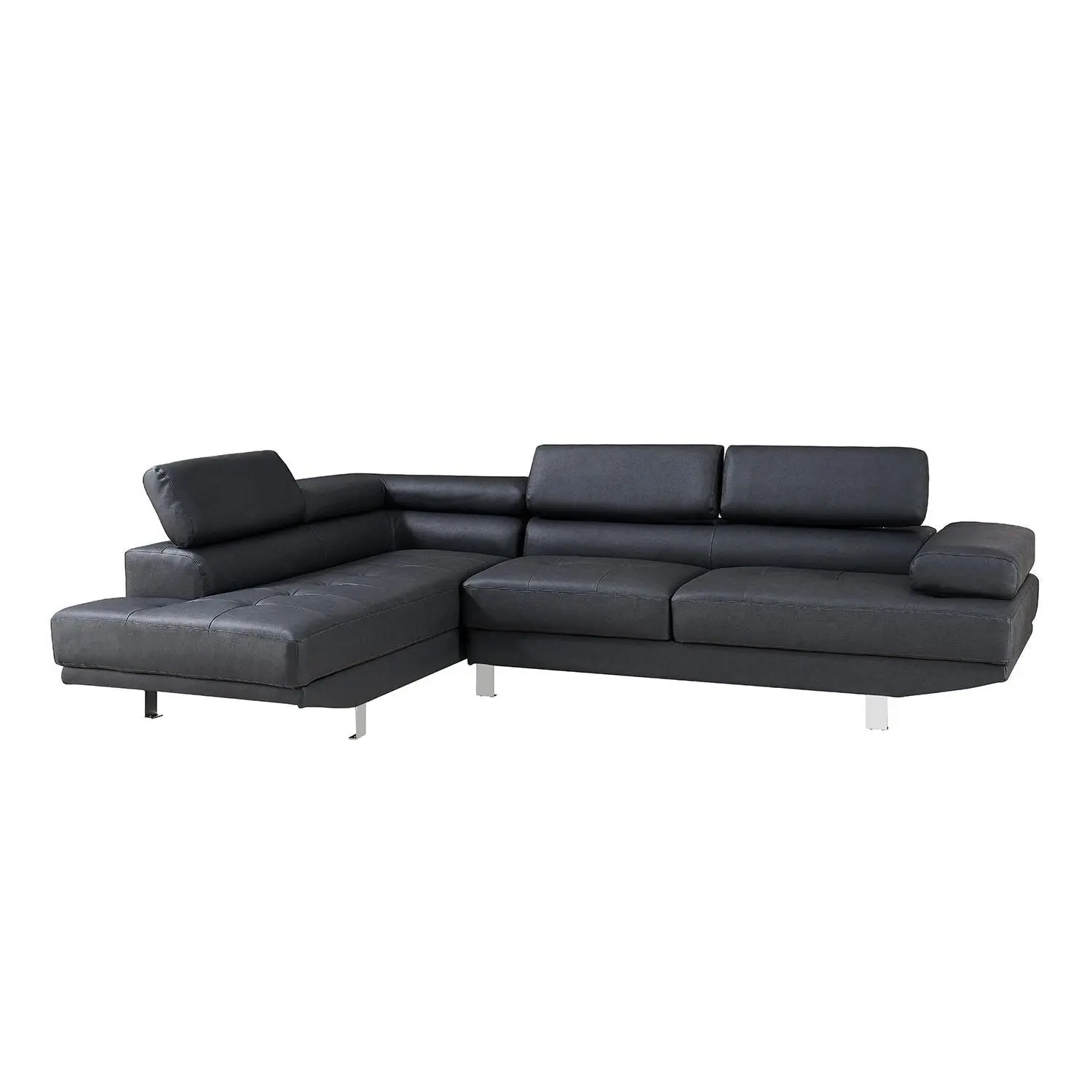 Foret Black 4 Seater Sofa L Shape Lounge Couch 2.8m Modern Black Furniture - Over 40% off Living Room Furniture