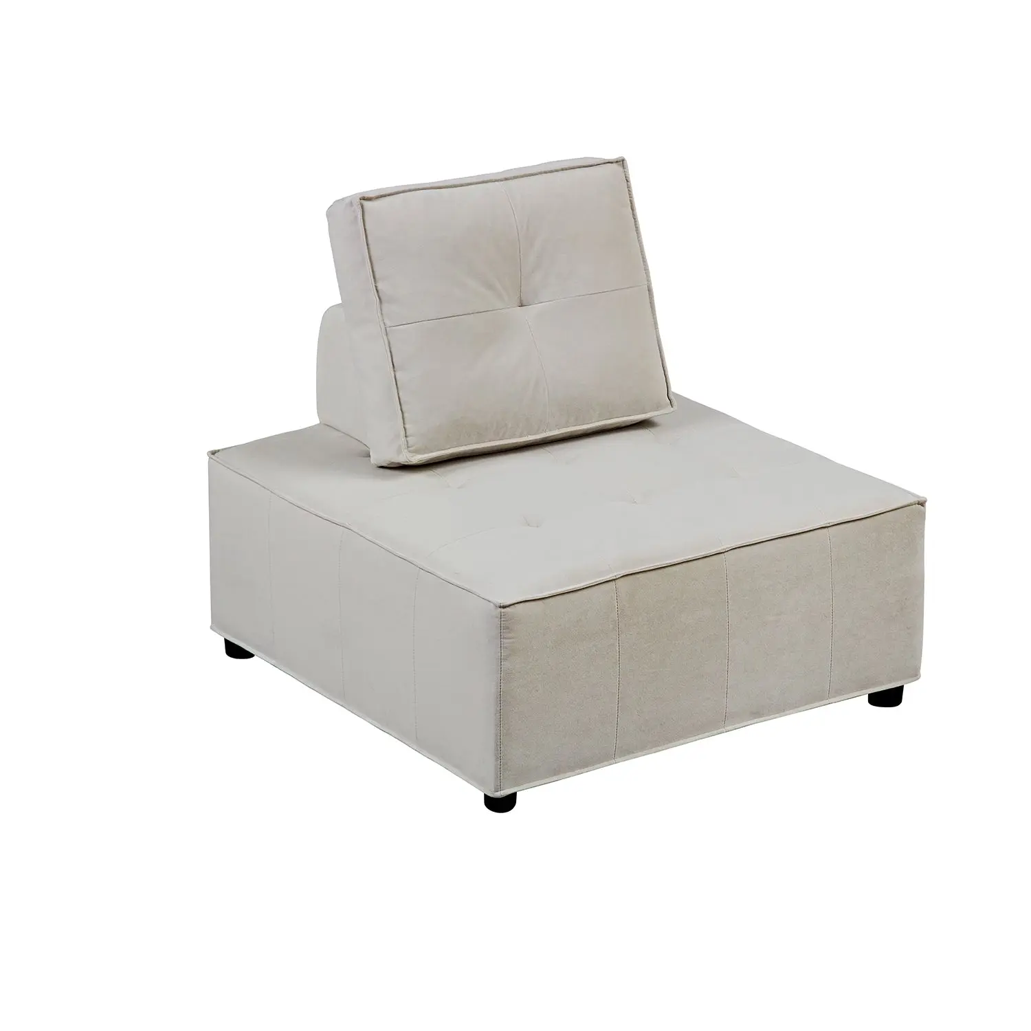 Foret 86cm Armless Seat Modular Extension Ottoman Couch Velvet Fabrics Sofa Beige - Furniture