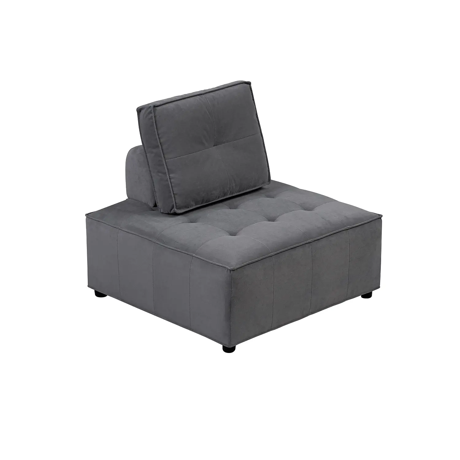 Foret 86cm Armless Seat Modular Extension Lounge Couch Velvet Sofa Light Grey - Furniture