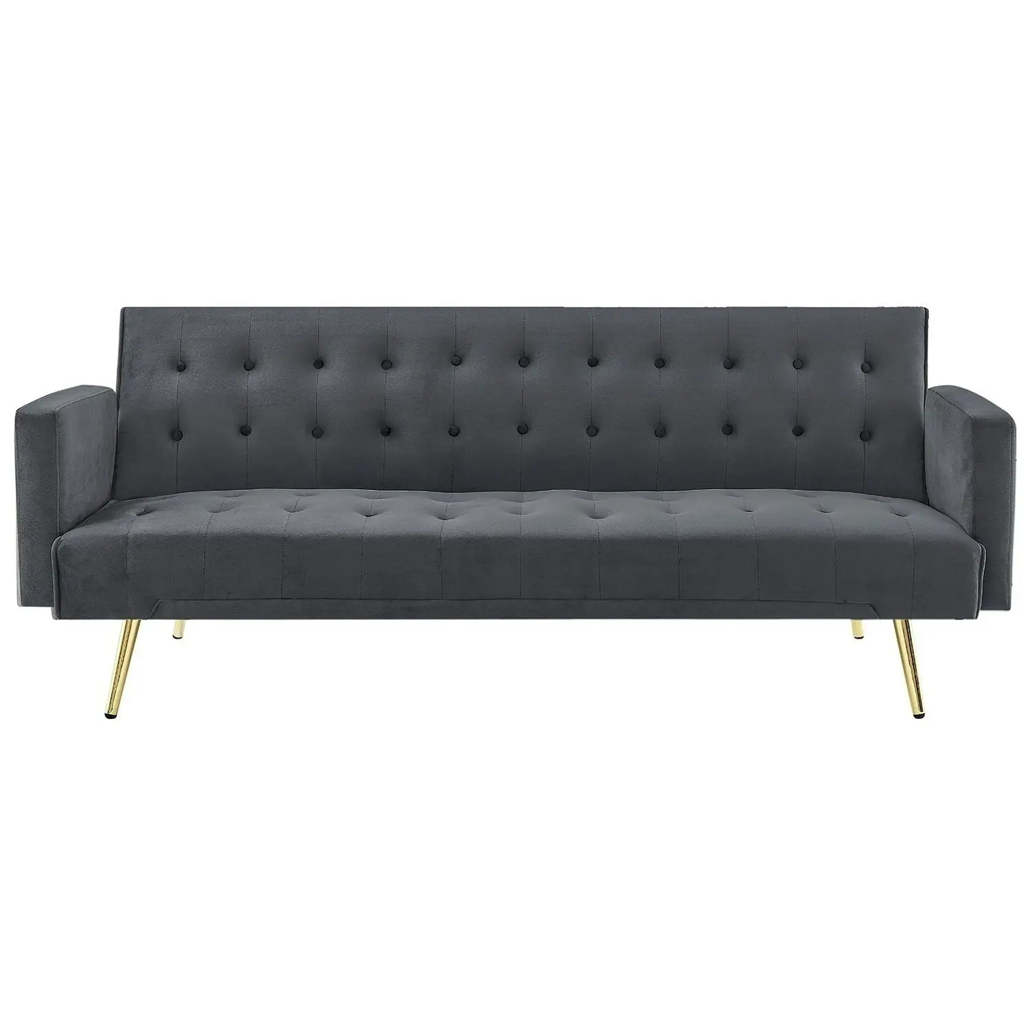 Foret 3 Seater Sofa Bed Lounge Recliner Couch Futon Chair Velvet Fabric Grey - Furniture