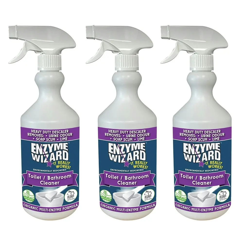 3PK Enzyme Wizard Organic Toilet Urine Odour/Soap Scum Cleaner 750ml Spray - Home & Garden