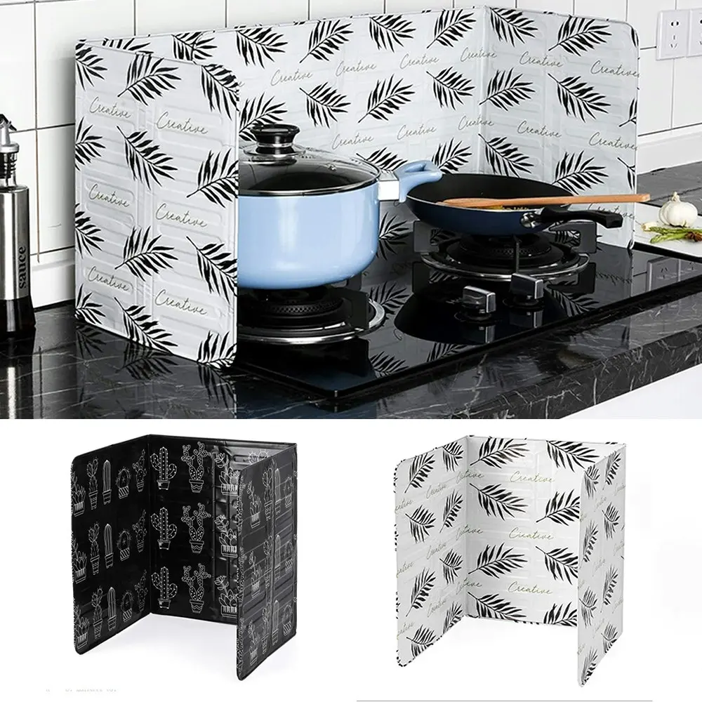 2 Pcak Foldable Kitchen Gas Stove Baffle Plate Kitchen Frying Pan Oil Splash Protection Screen - Home & Garden