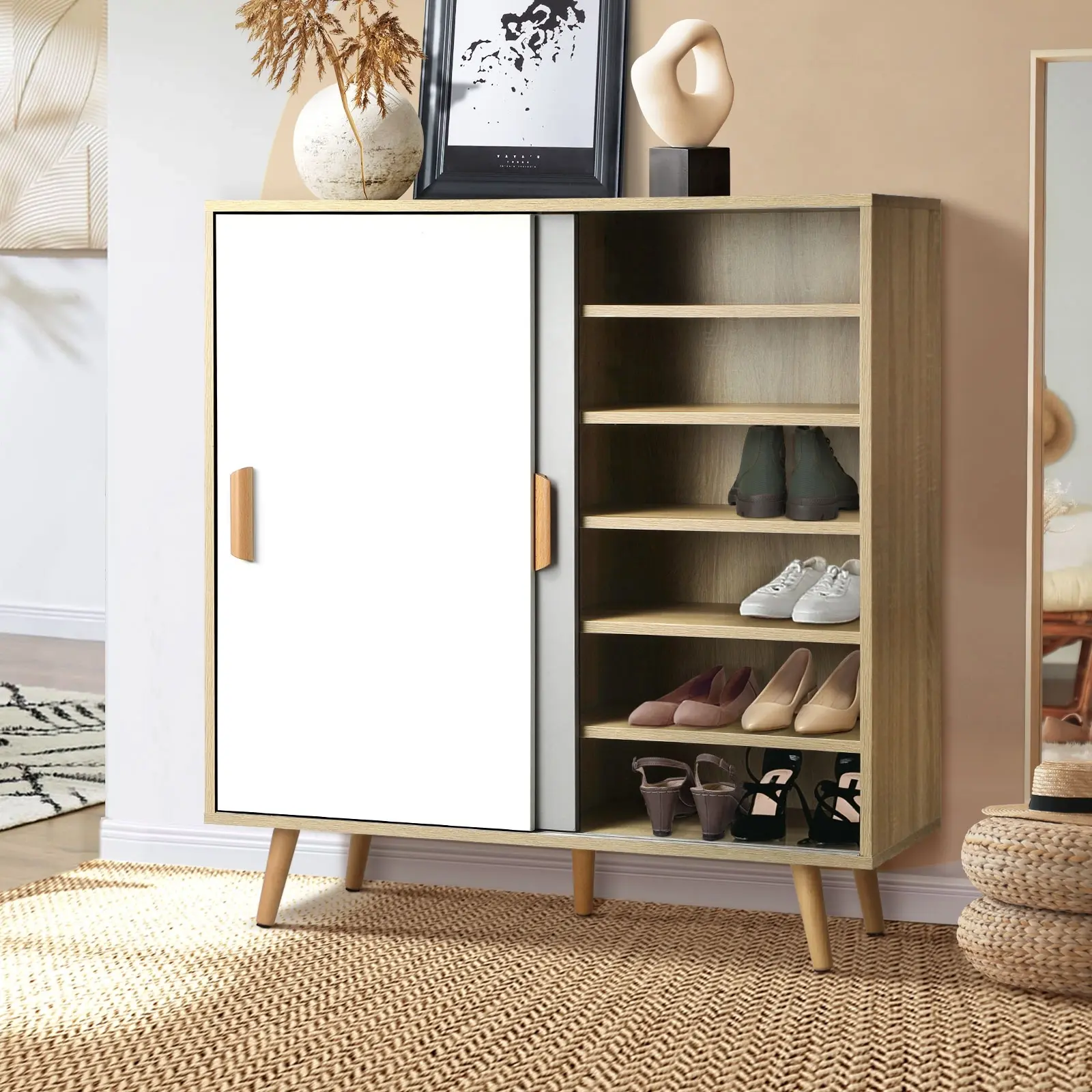 Oikiture Shoes Rack Shoe Storage Cabinet Organiser Sideboard Shelf Cupboard - Home & Garden