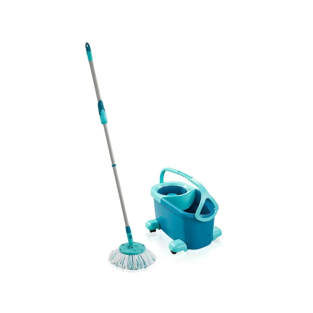 2pc Leifheit Clean Twist Ergo Mop & Mobile Disc Bucket Set Floor Cleaner GRN - Home & Garden