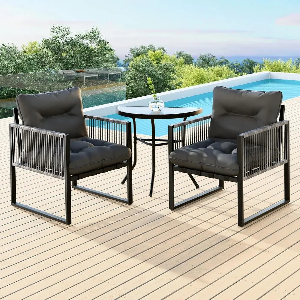 Alfordson 3PCS Outdoor Furniture Setting Patio Garden Table Chair Set Wicker - Up to 65% off Outdoor Furniture