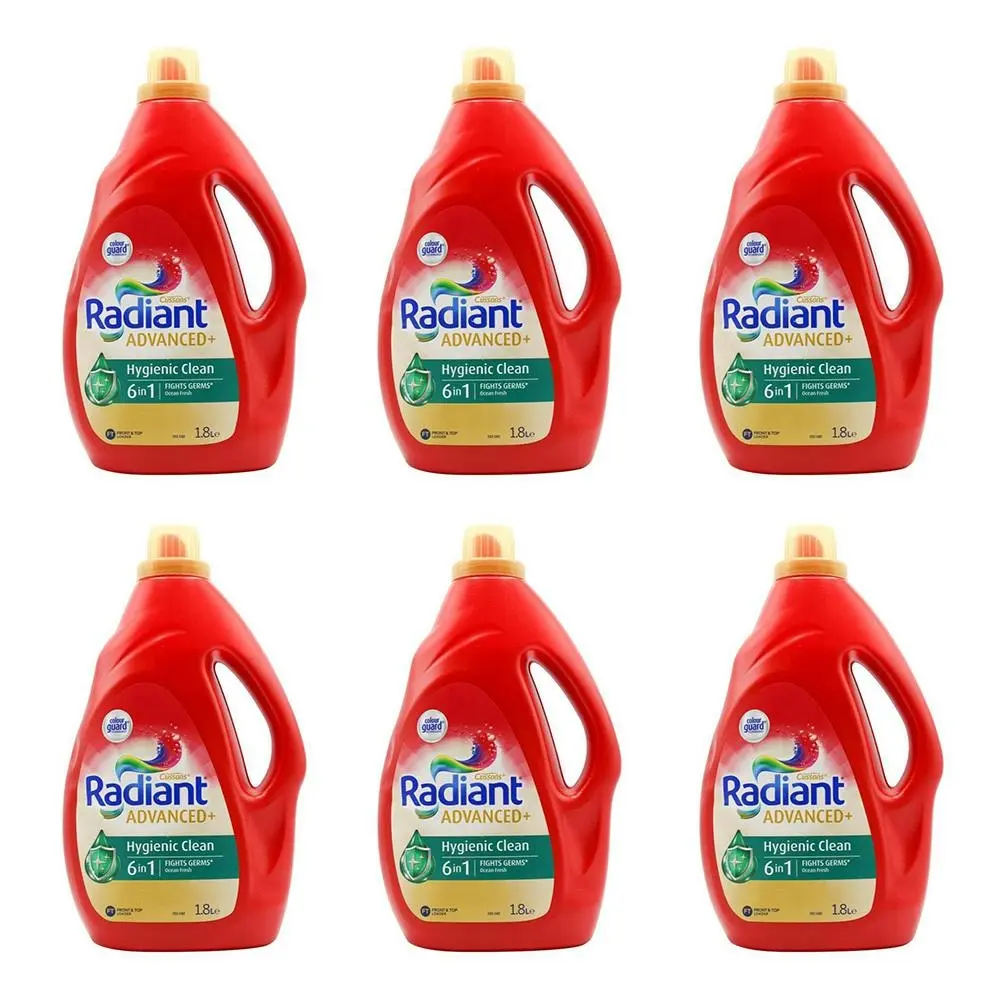 6x Radiant Advanced Laundry Detergent Front & Top Loader Hygienic Fresh 1.8L - Home & Garden