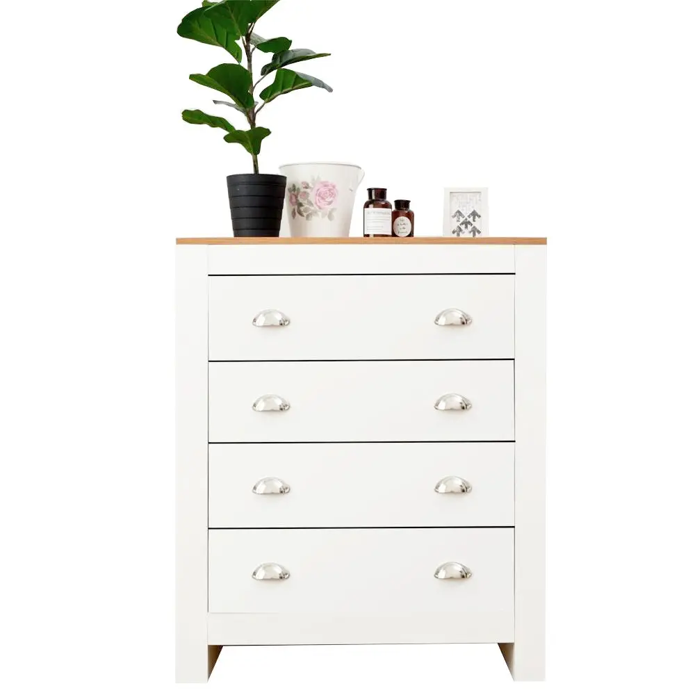 Foret Dresser Tallboy Cabinet Bedside Bedroom Storage Chest 4 Drawers Wood White Coastal - Furniture