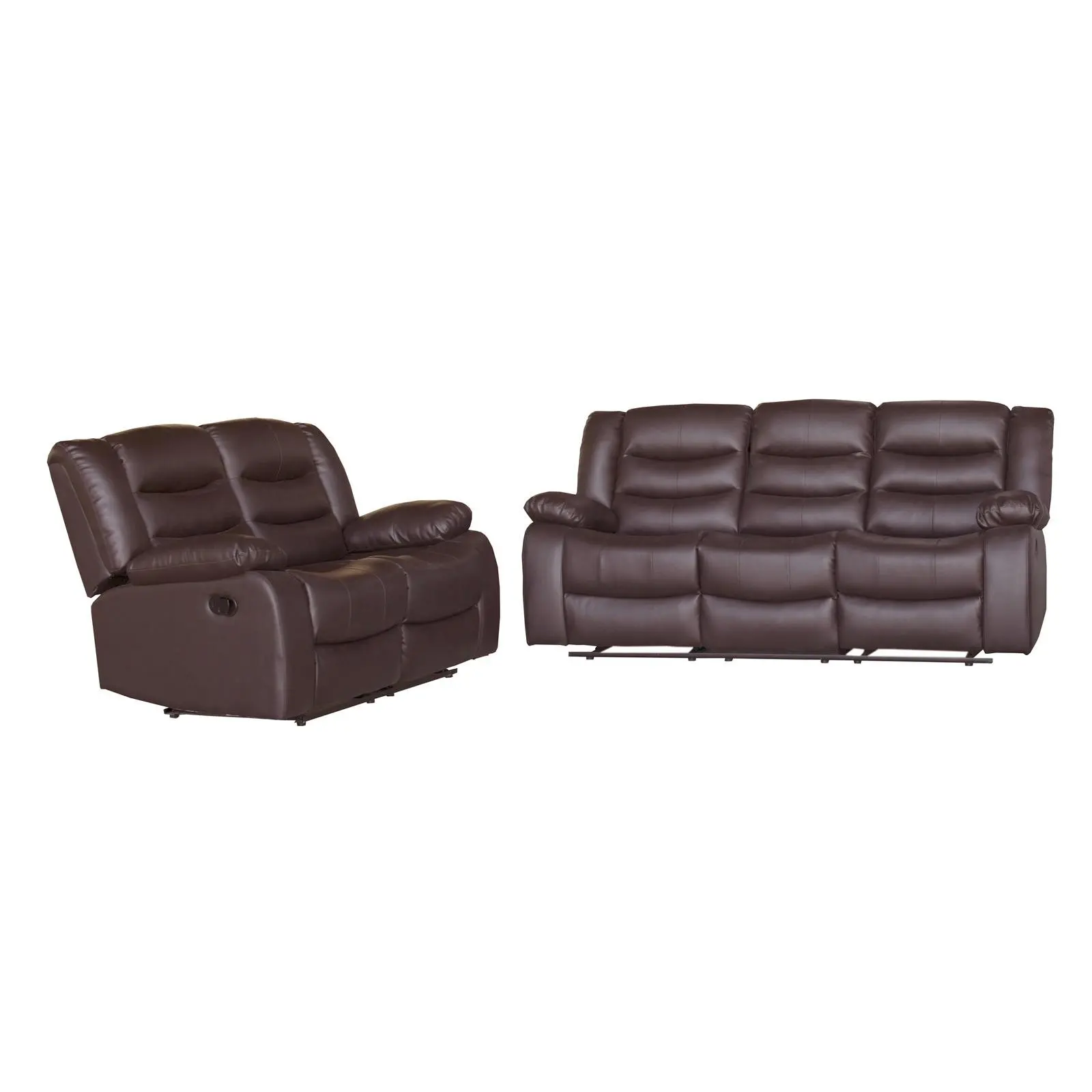 3+2 Seater Recliner Sofa In Faux Leather Lounge Couch in Brown - Furniture
