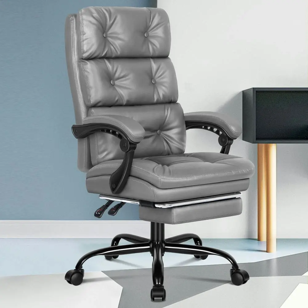 Alfordson Office Chair Executive PU Leather Palmer Grey - Furniture
